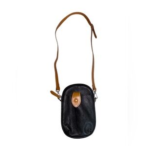 Divina Firenze Amanda Black and Tan Genuine Leather Crossbody Bag